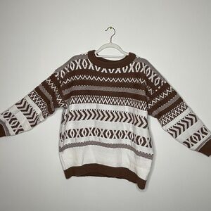 Pink Lily Extended Stay Brown Printed Crew Neck
Sweater